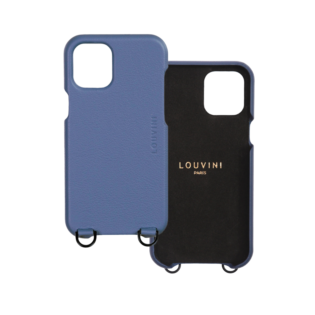 LEATHER IPHONE CASE WITH WALLET AND LOOPS OSCAR - BLUE 