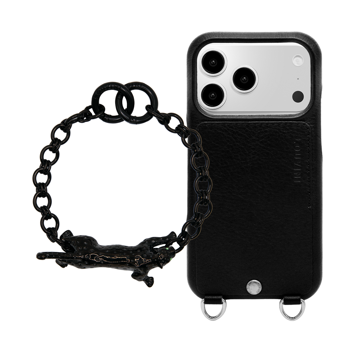 OSCAR Silver Black iPhone Case & Bracelet PETIT DALIA Black Leopard