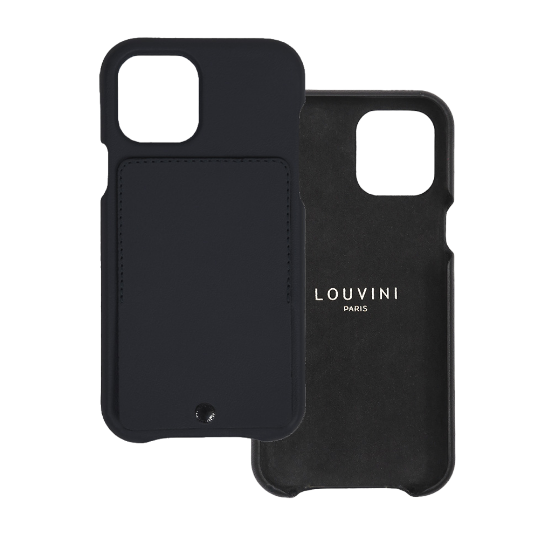 LEATHER IPHONE CASE WITH WALLET OSCAR - BLACK