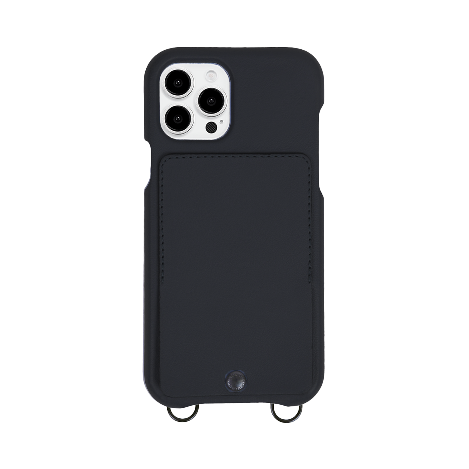 LEATHER IPHONE CASE WITH WALLET AND LOOPS OSCAR - BLACK