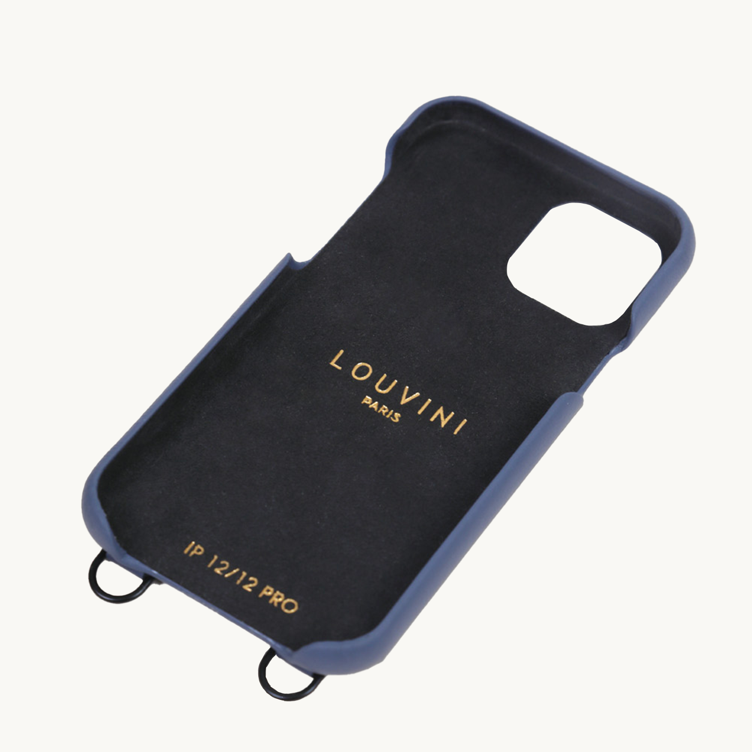 Coque iPhone 12 / 12 PRO Cuir bleu avec anneaux et pochette Intérieur