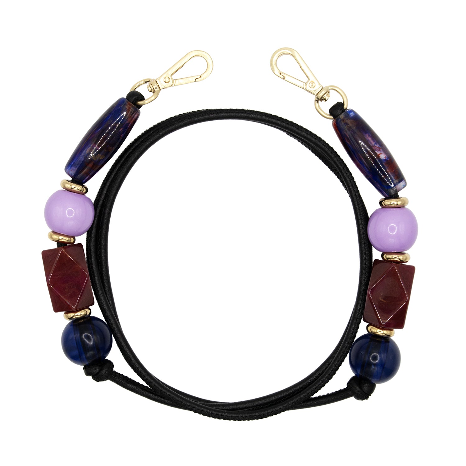 Cordon de telephone en cuir avec perles violet