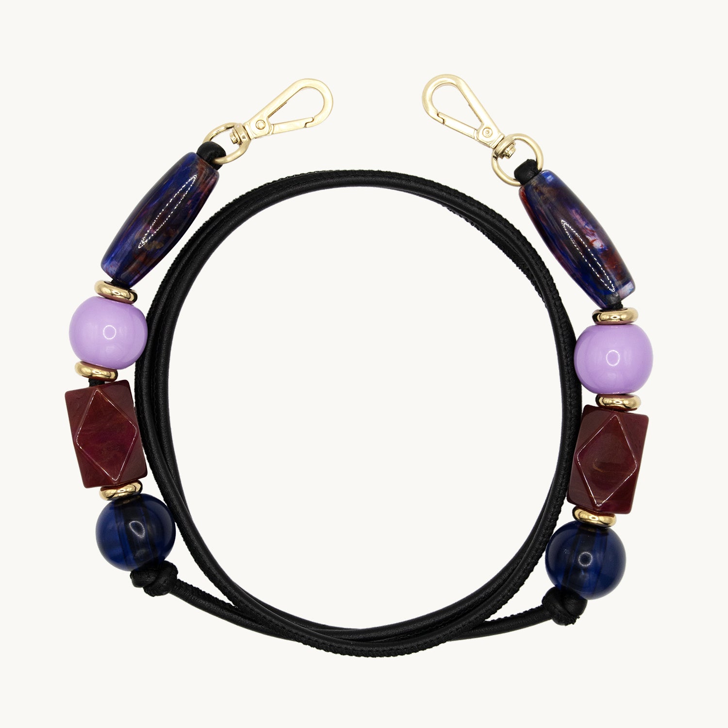 Cordon de telephone en cuir avec perles violet