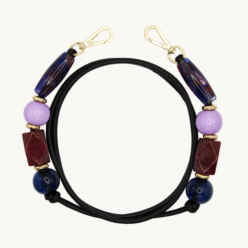 Cordon de telephone en cuir avec perles violet