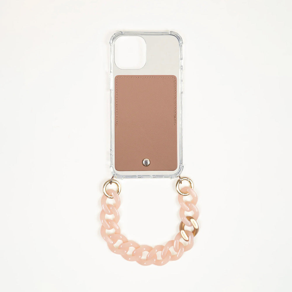 bracelet chaine iphone beige coque camel