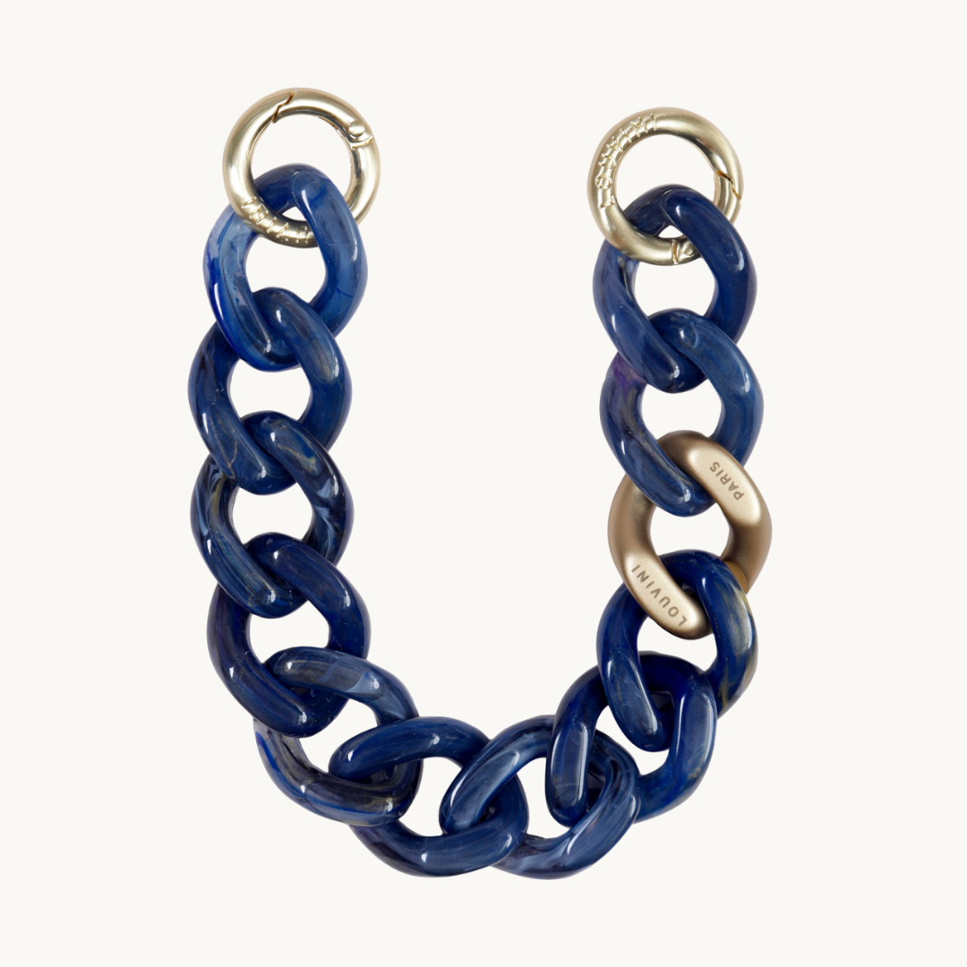 bracelet telephone chaine bleu marine