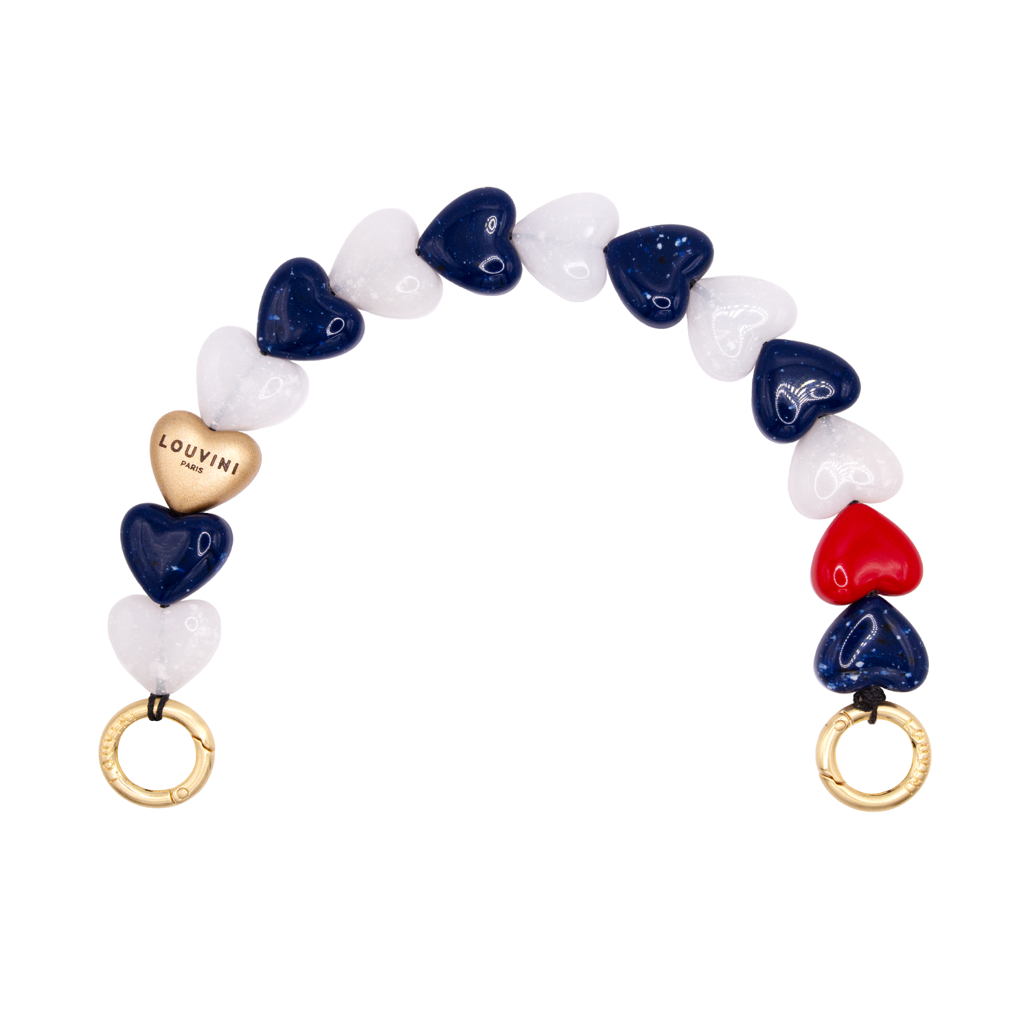 Bracelet de téléphone petit coeur en résine marine blanc