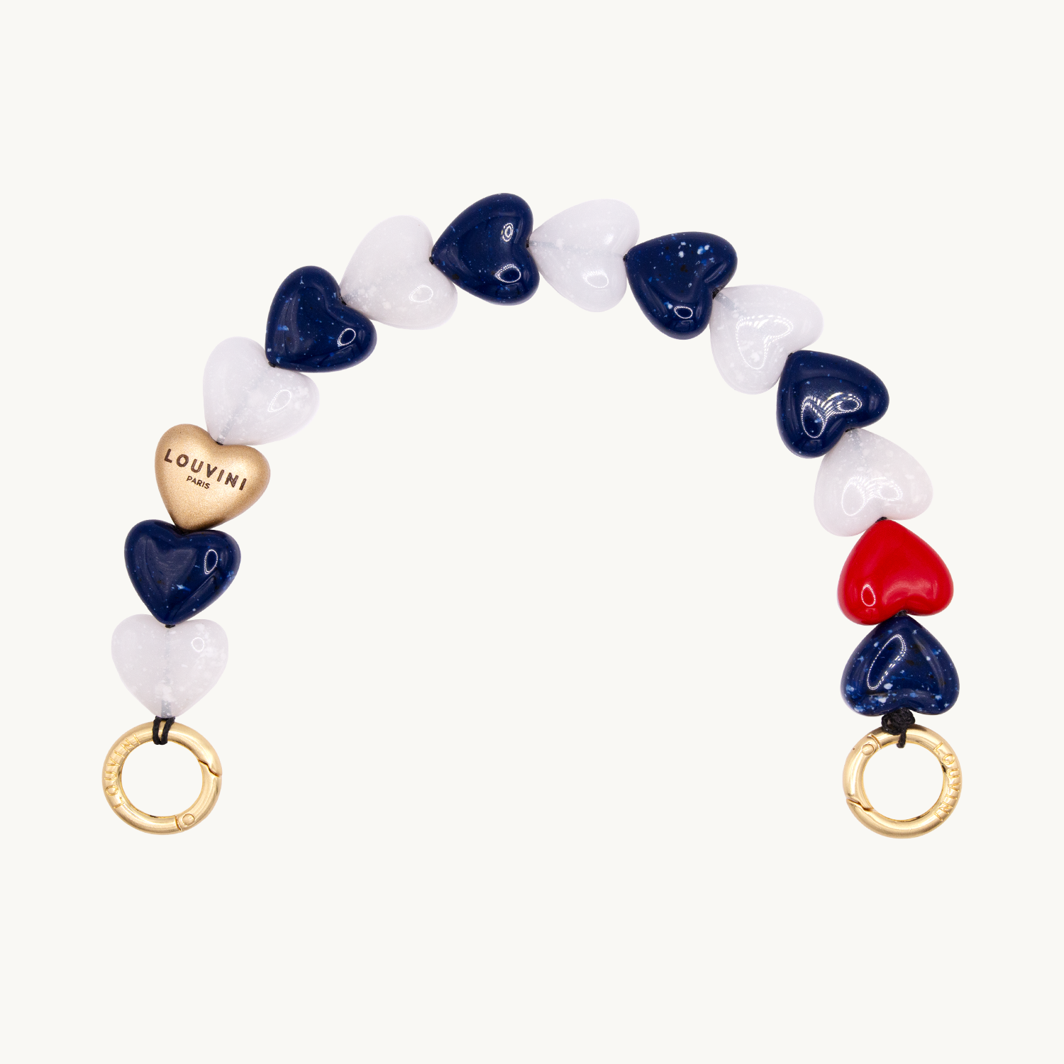Bracelet de téléphone petit coeur en résine marine blanc