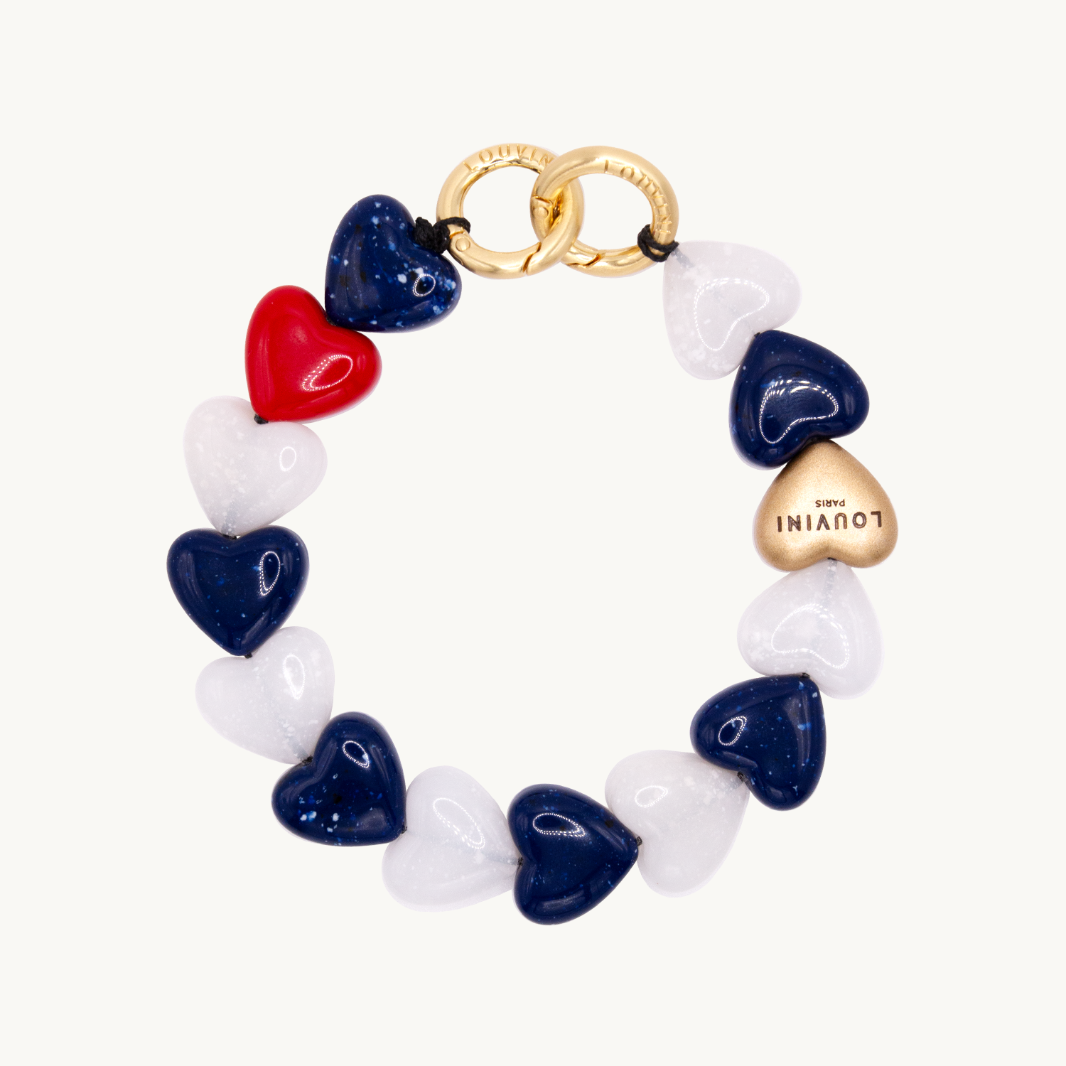 Bracelet de téléphone petit coeur en résine marine blanc