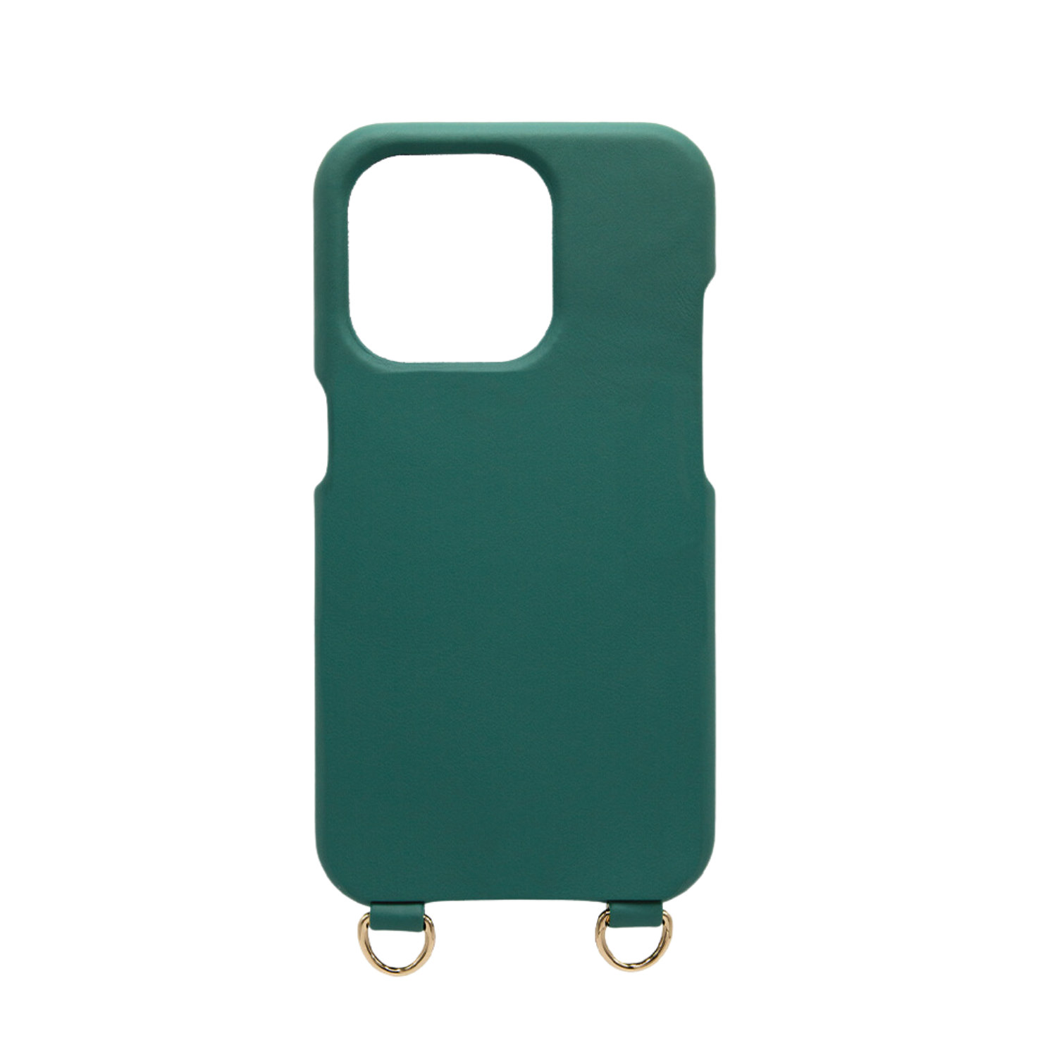 Coque pour iphone en cuir vert emeraude avec anneaux