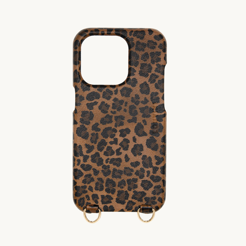 Coque pour iphone en cuir imprimé léopard avec anneaux