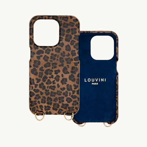 Coque pour iphone en cuir imprimé léopard