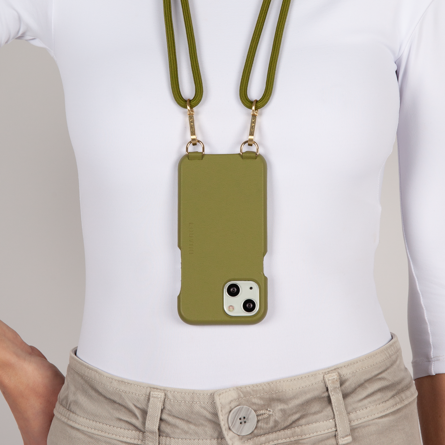 LEATHER IPHONE CASE PETIT LOU - Khaki (iPhone 12 Mini)