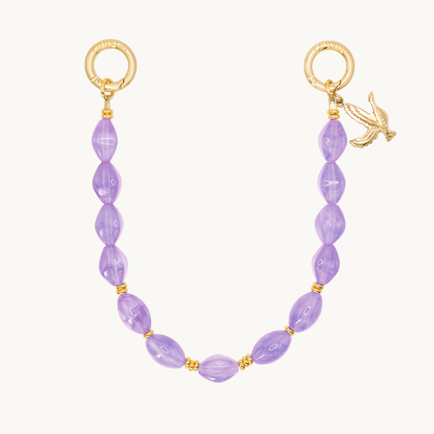 Bracelet telephone perles violet
