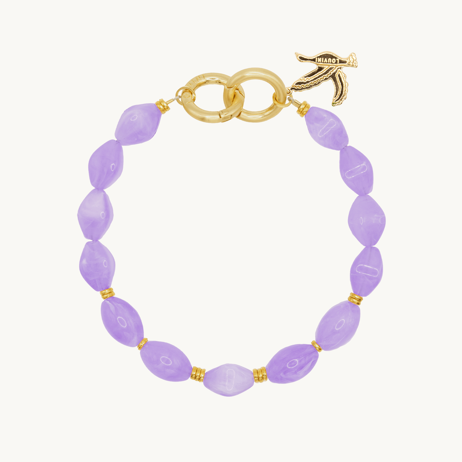 Bracelet telephone perles violet