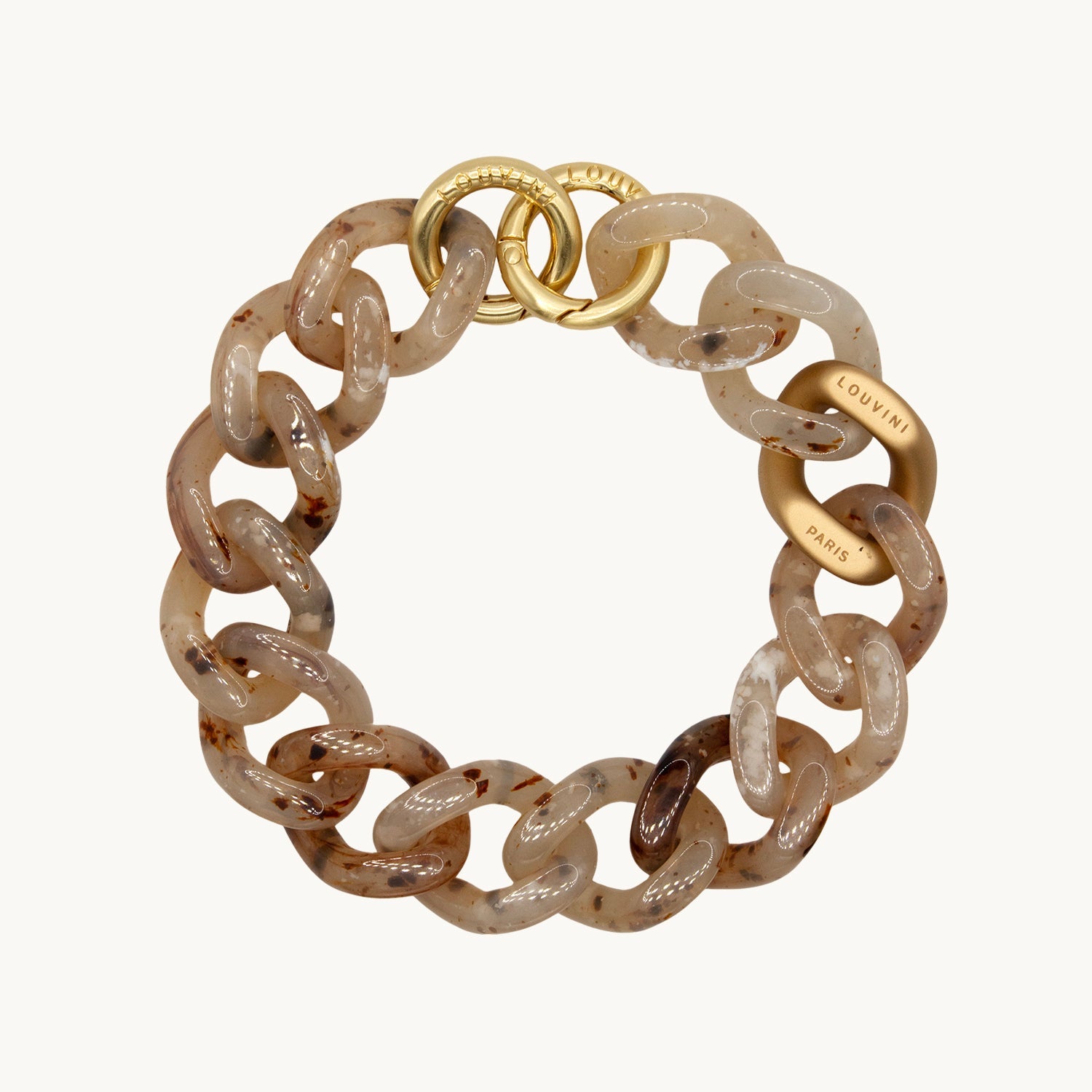 Bracelet de téléphone en résine beige écaille