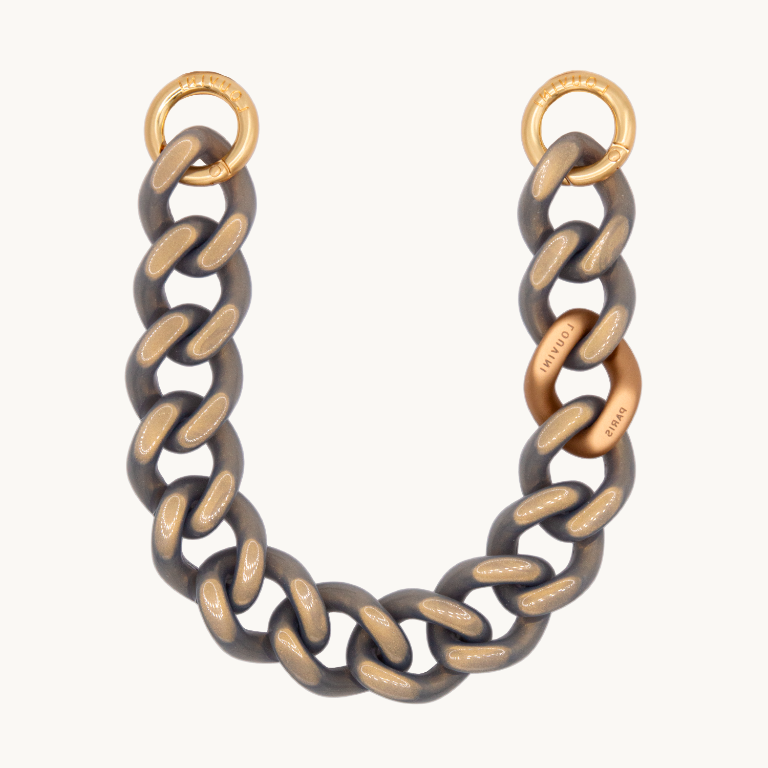 Bracelet de téléphone en résine gris doré