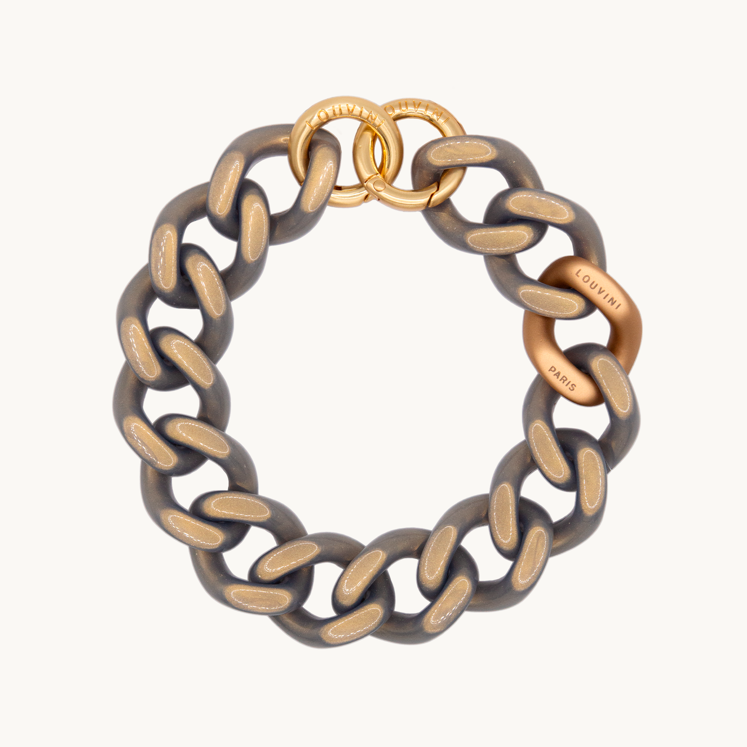 Bracelet de téléphone en résine gris doré
