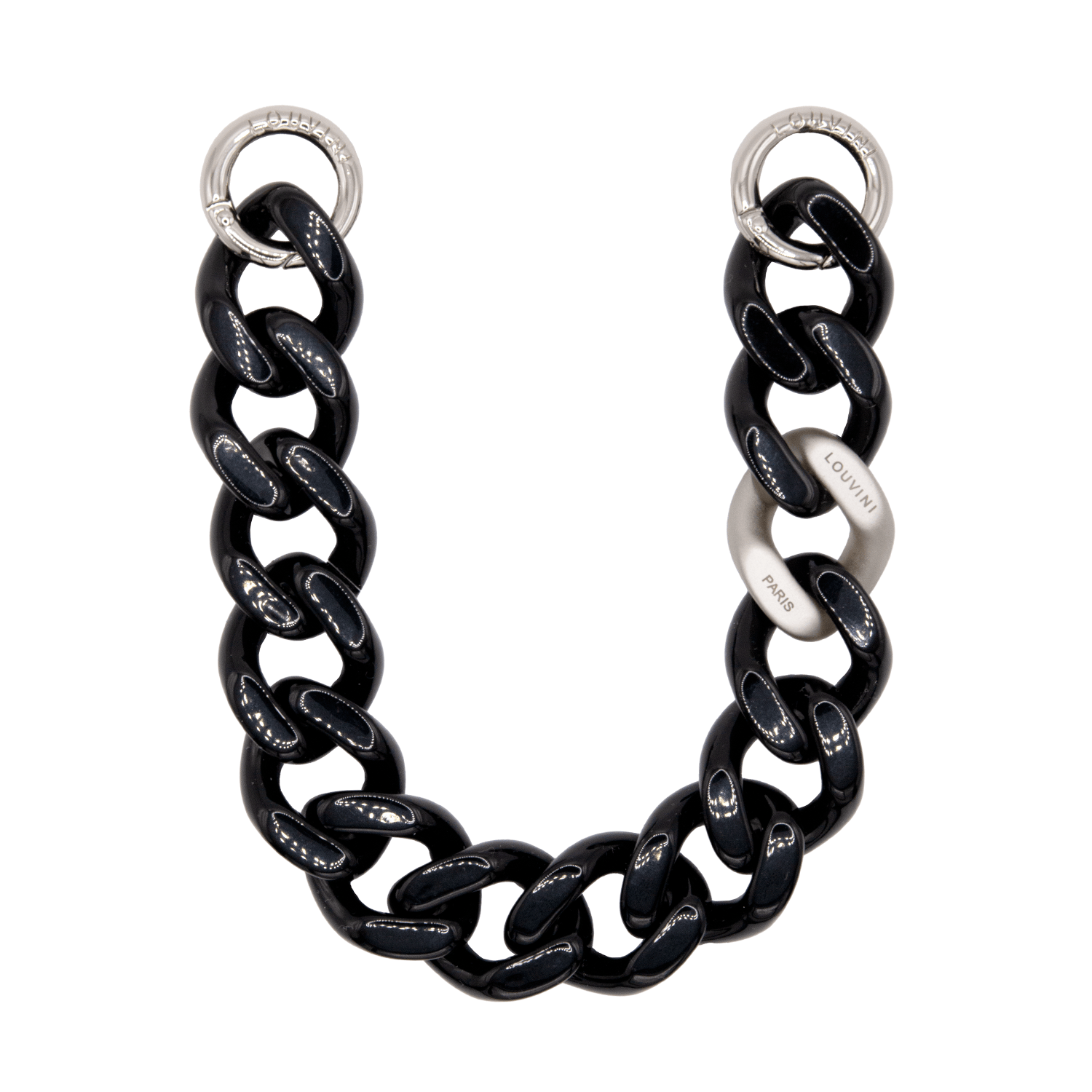 Bracelet de téléphone en résine noir argenté