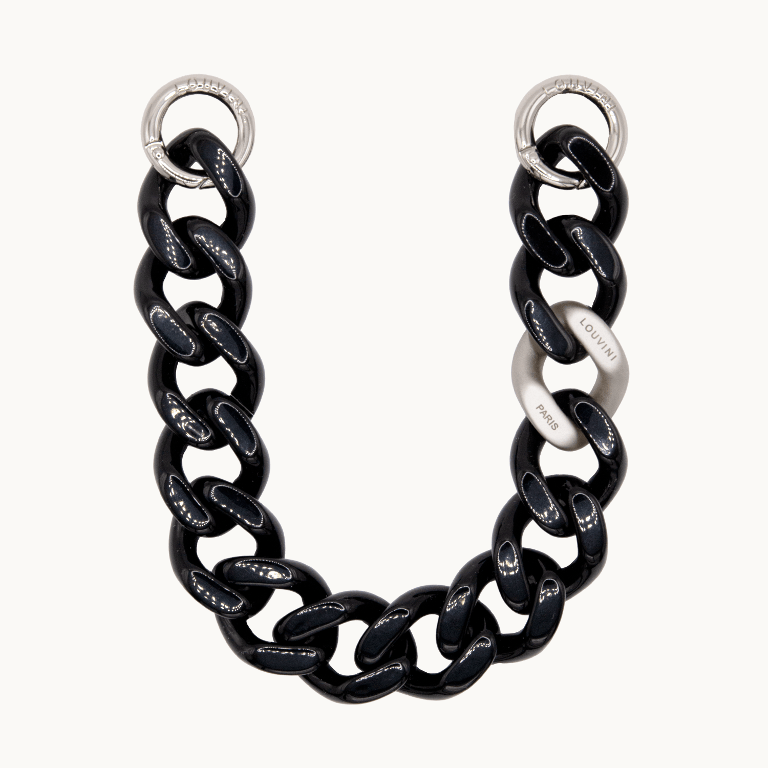 Bracelet de téléphone en résine noir argenté