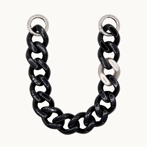 Bracelet de téléphone en résine noir argenté