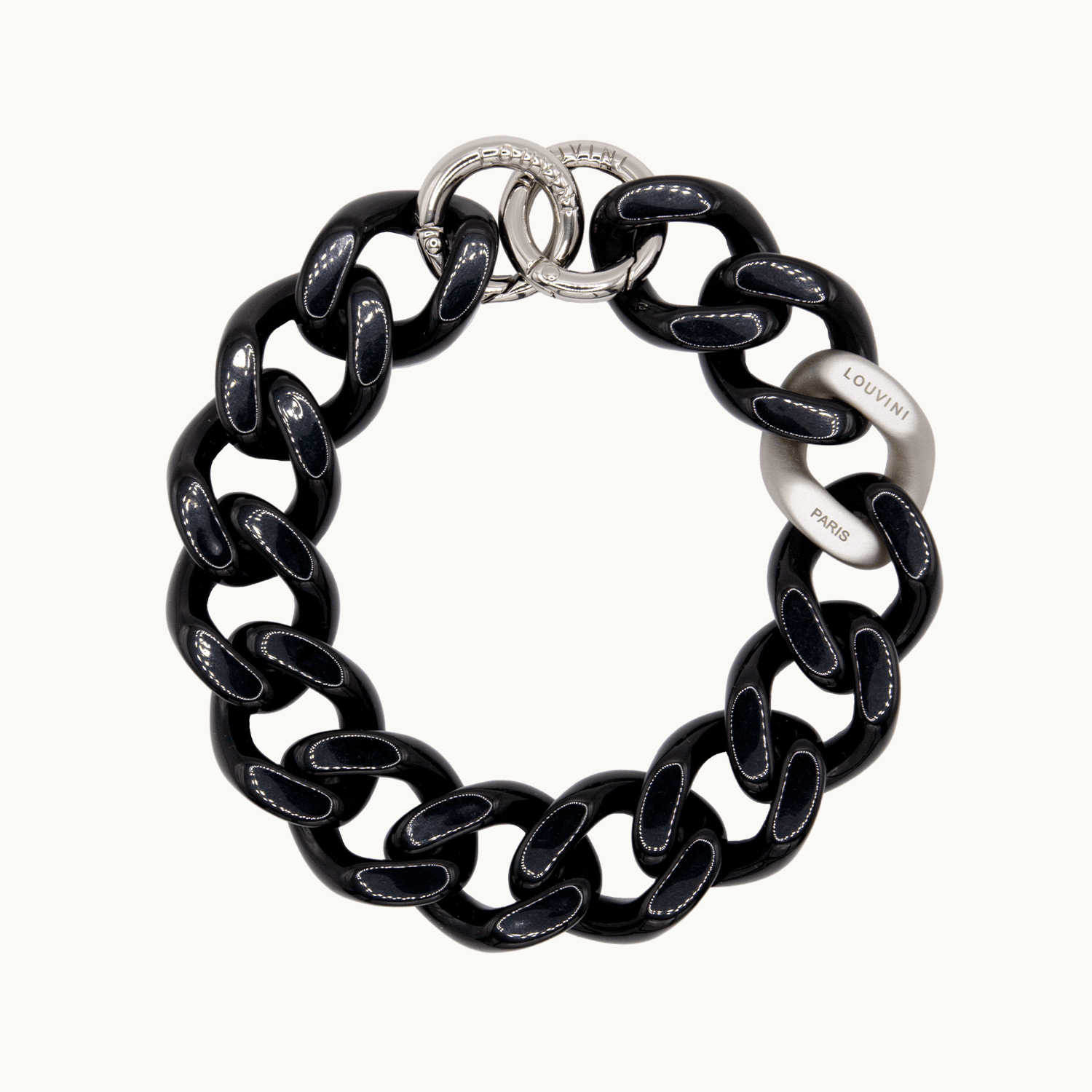 Bracelet de téléphone en résine noir argenté