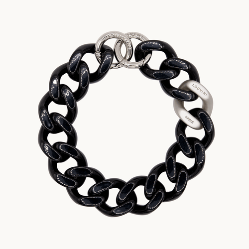 Bracelet de téléphone en résine noir argenté