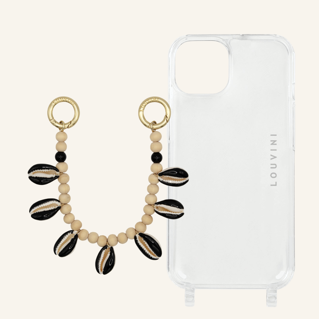 Transparent phone case & petit Moana shell chain 