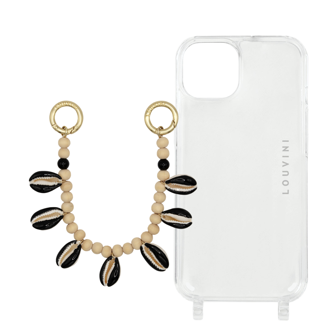 Transparent phone case & petit Moana shell chain 