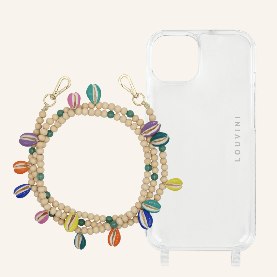 Transparent phone case & Multicolor Moana shell chain 