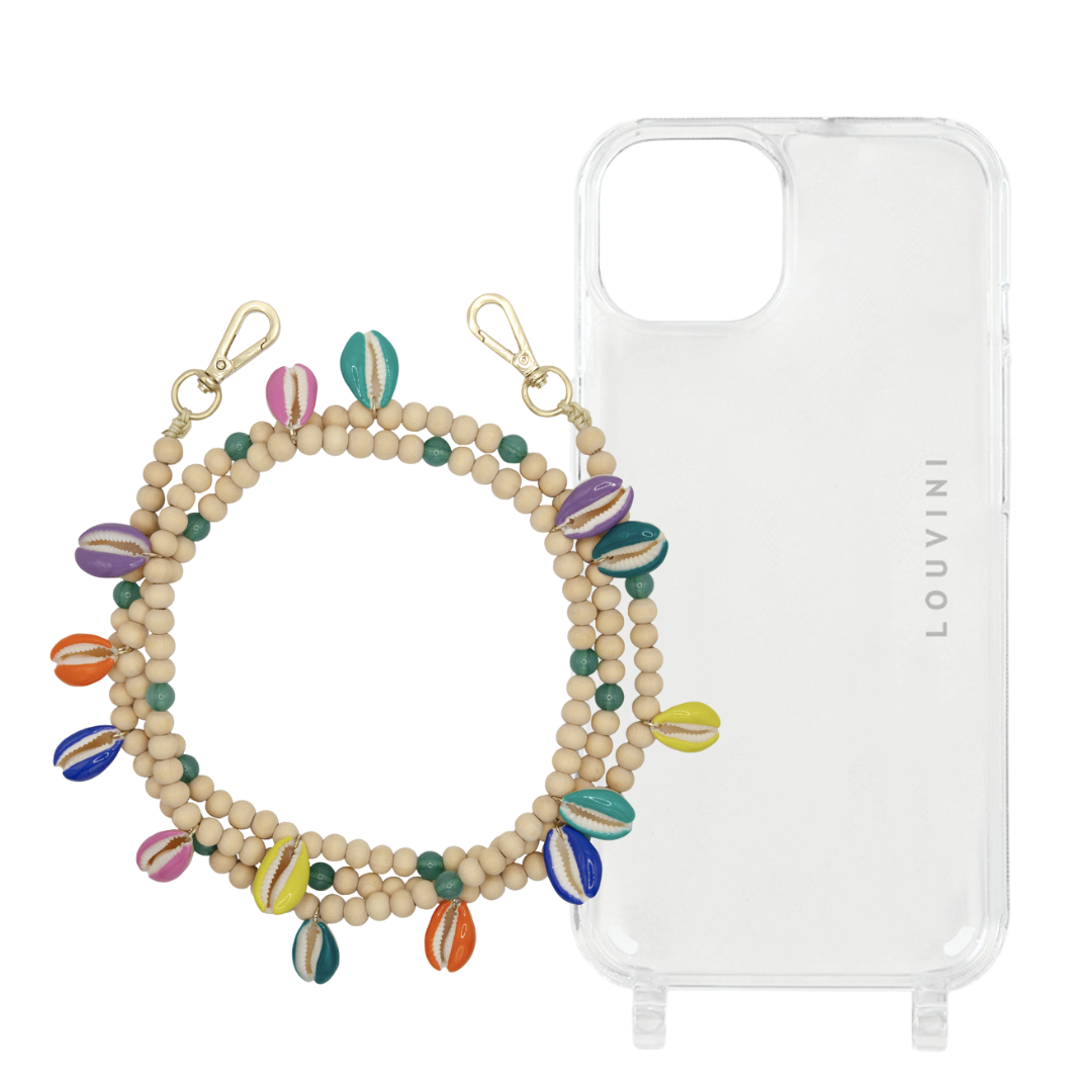 Transparent phone case & Multicolor Moana shell chain 