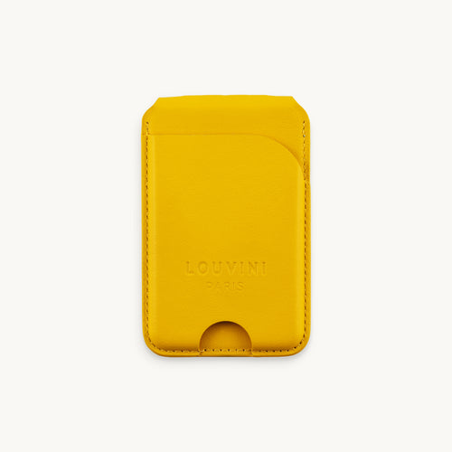 Porte-cartes MagSafe jaune pour coque de téléphone, accessoire pratique et tendance