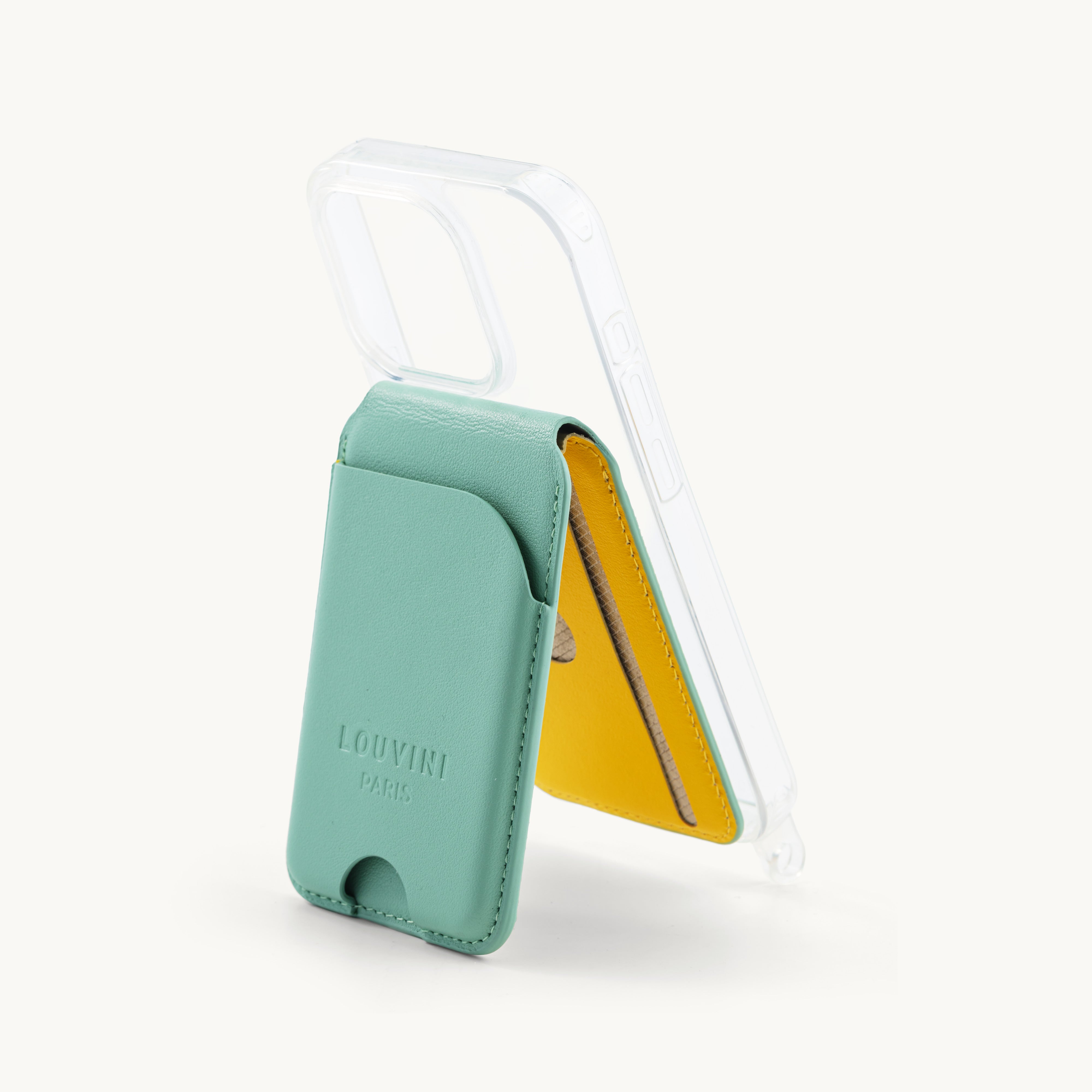 Porte-cartes MagSafe vert pour coque de téléphone, accessoire pratique et tendance