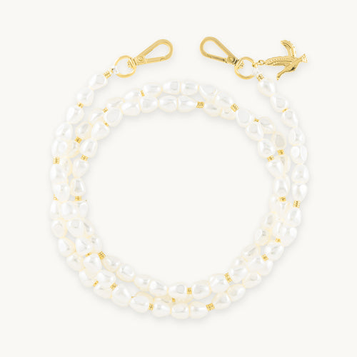 Chaine de telephone en perle blanche