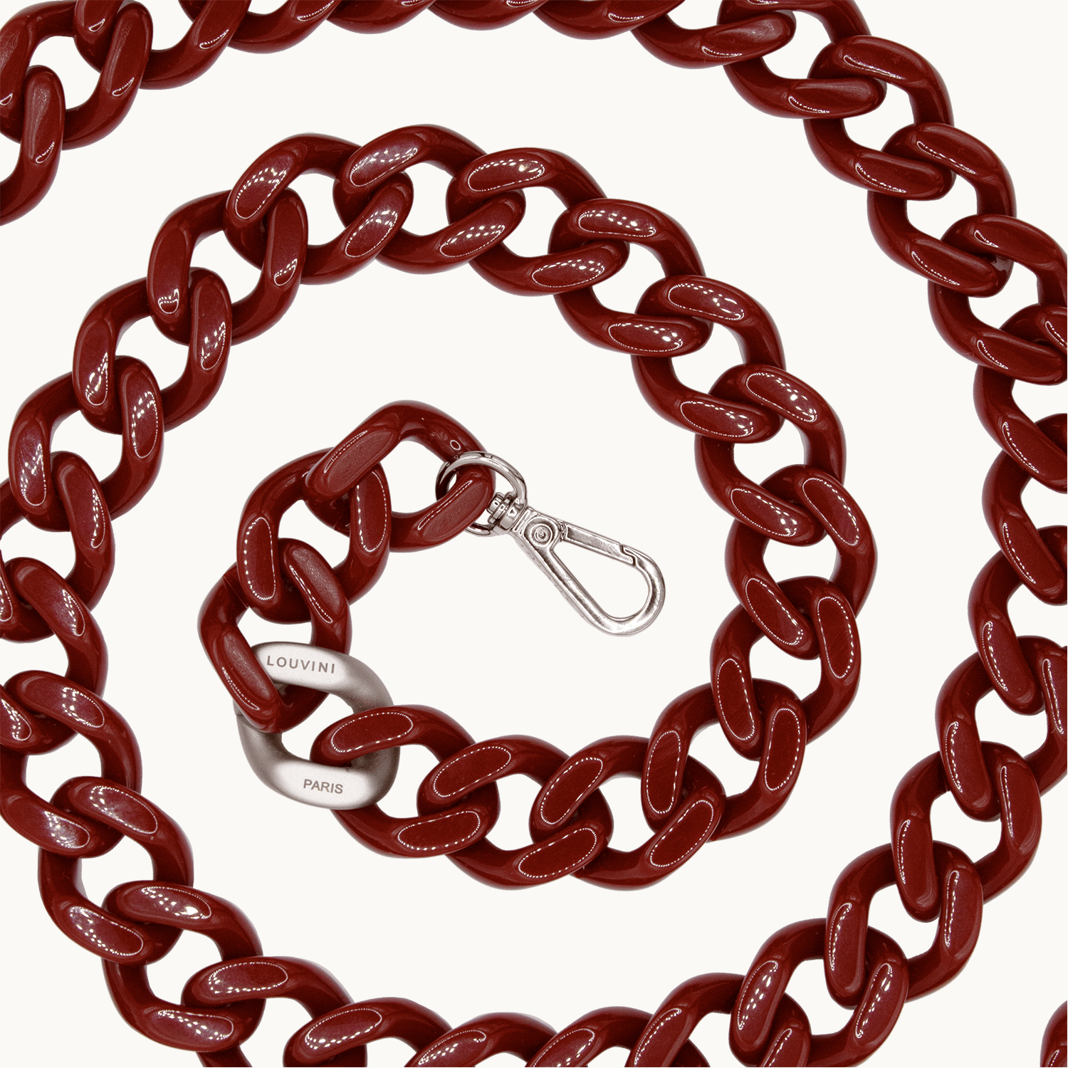 Chaine de telephone argente bordeaux
