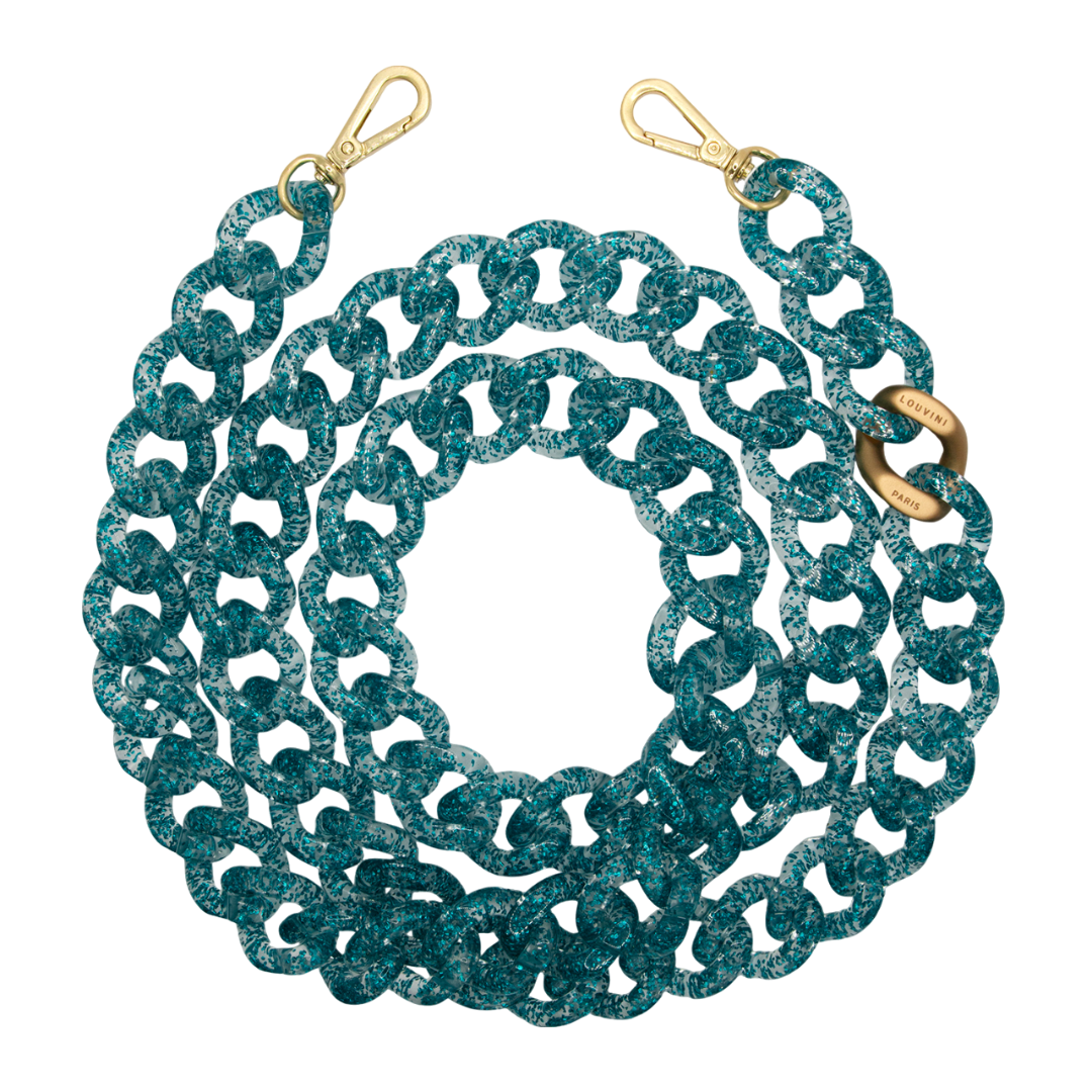 Chaîne de telephone bleu paillette