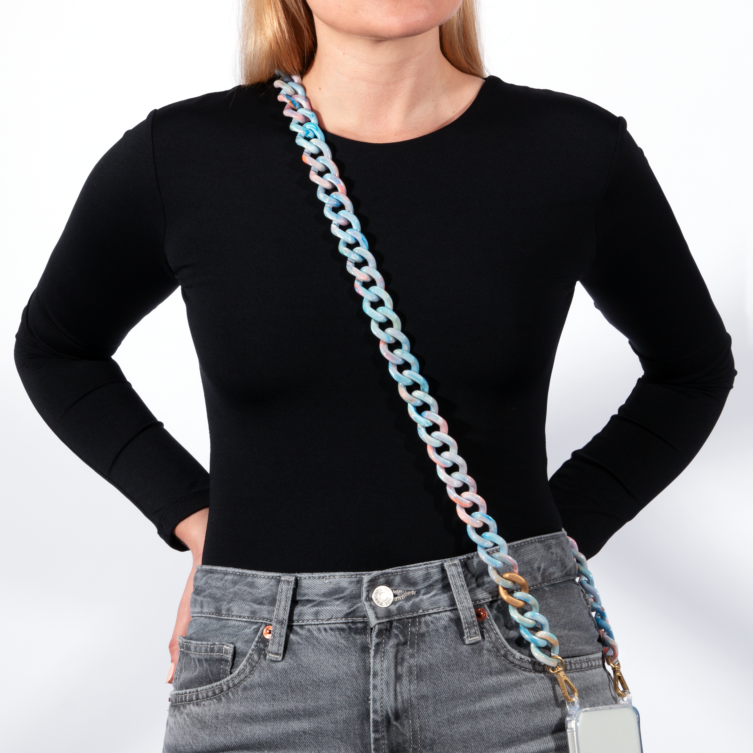 Chaîne à grosses mailles pour téléphone Guimauve 