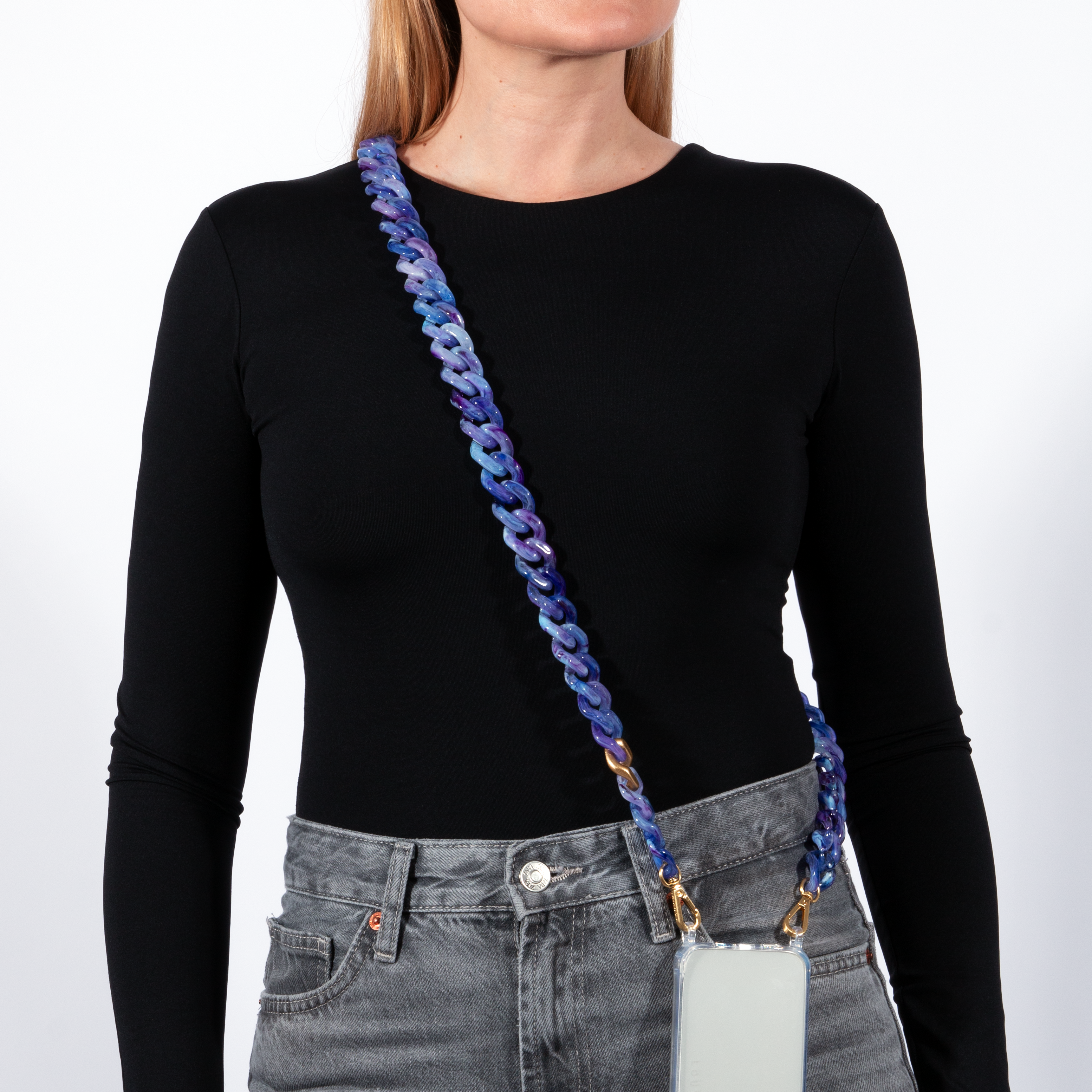 Chaîne à grosses mailles pour téléphone Violet