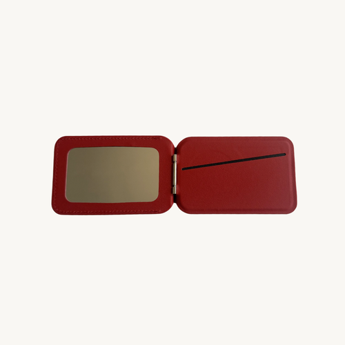 porte carte pour iphone magsafe en cuir rouge coeur avec miroir intégré