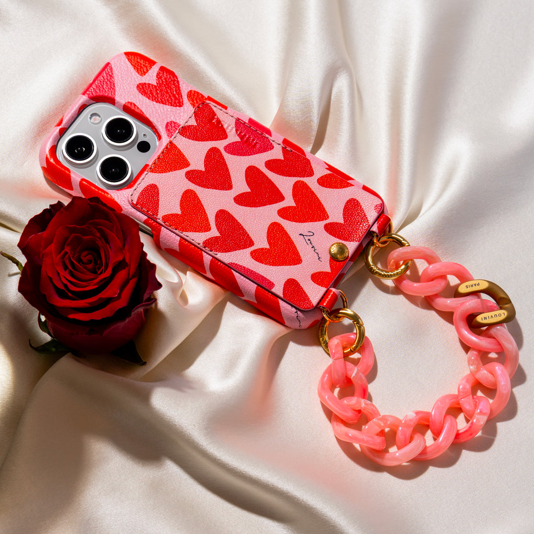 LOUVINI PETIT CUORE　RAINBOW Louvini iPhone case hearts print in pink and red