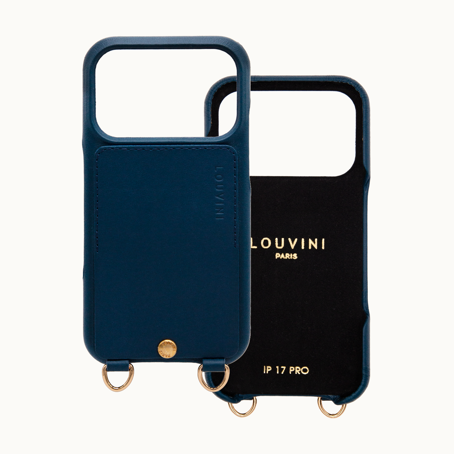 iPhone Leather Case with wallet and loops LOU - NAVY