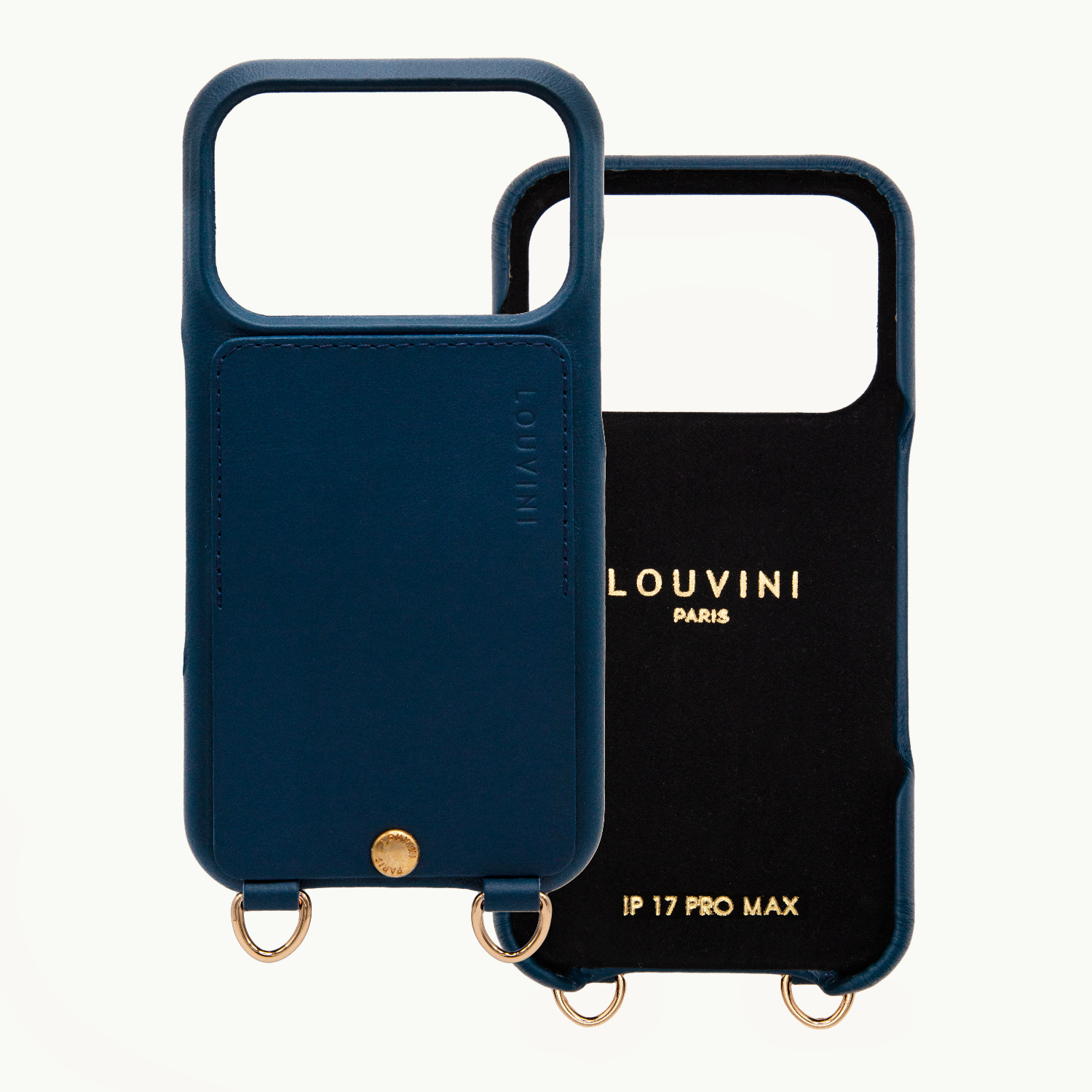 iPhone Leather Case with wallet and loops LOU - NAVY