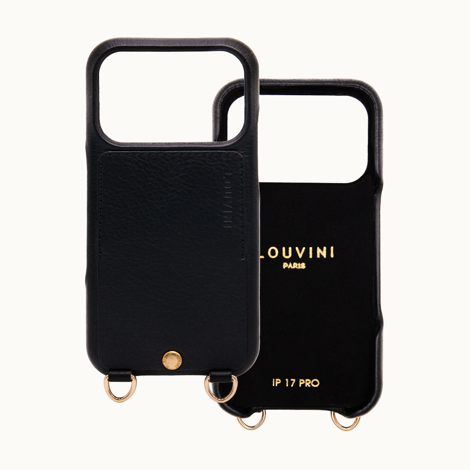 iPhone Leather Case with wallet and loops LOU - Black
