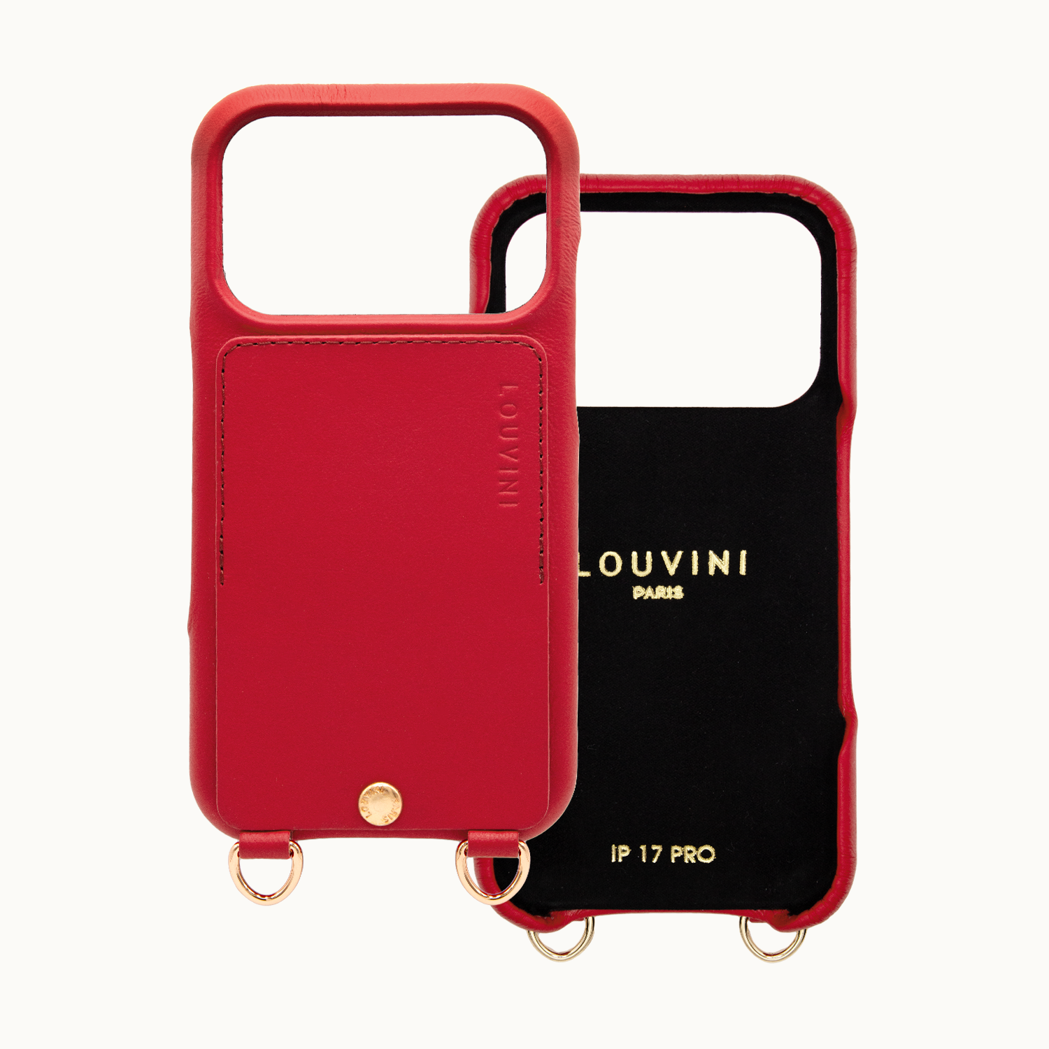 iPhone Leather Case with wallet and loops LOU - Red