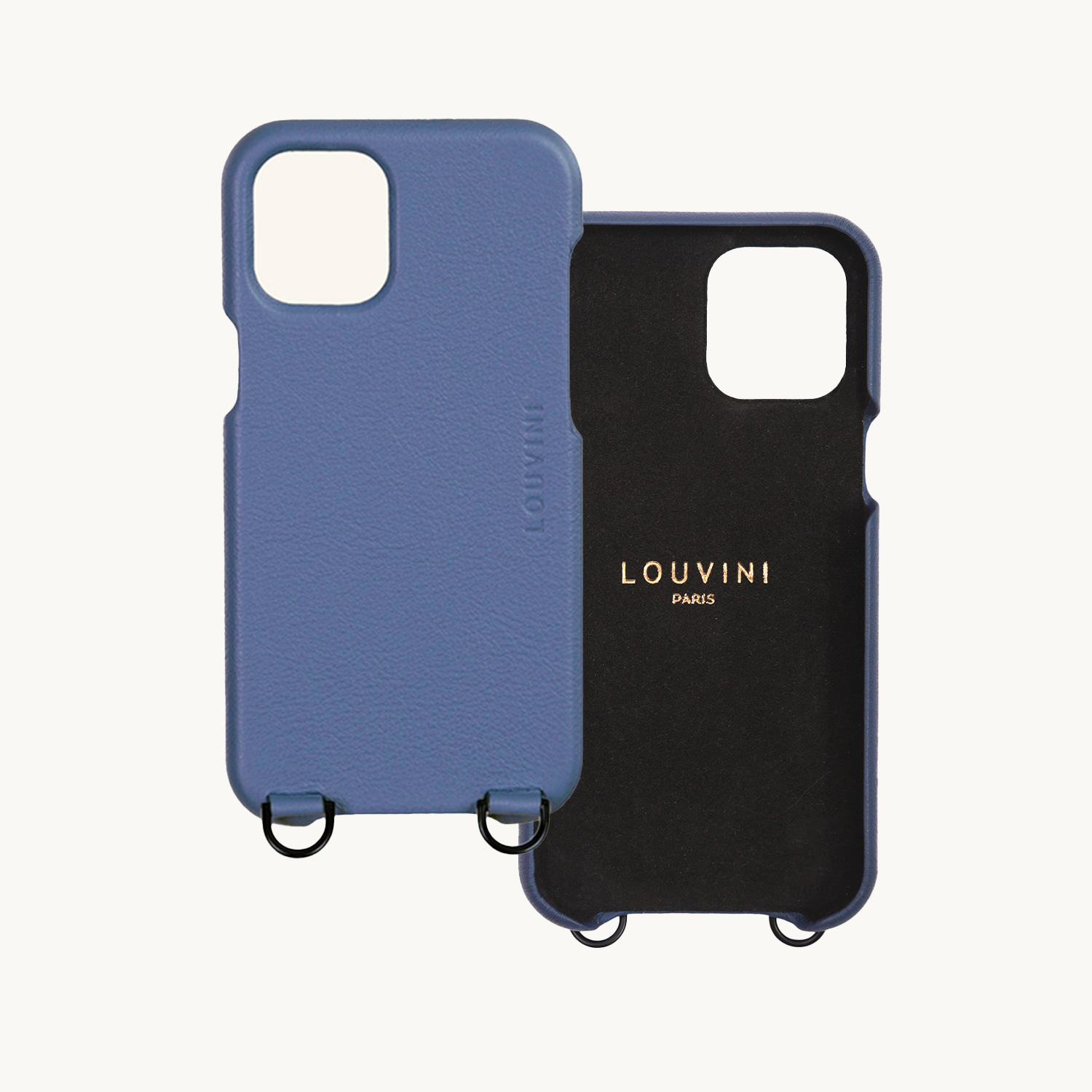 LEATHER IPHONE CASE WITH WALLET AND LOOPS OSCAR - BLUE 