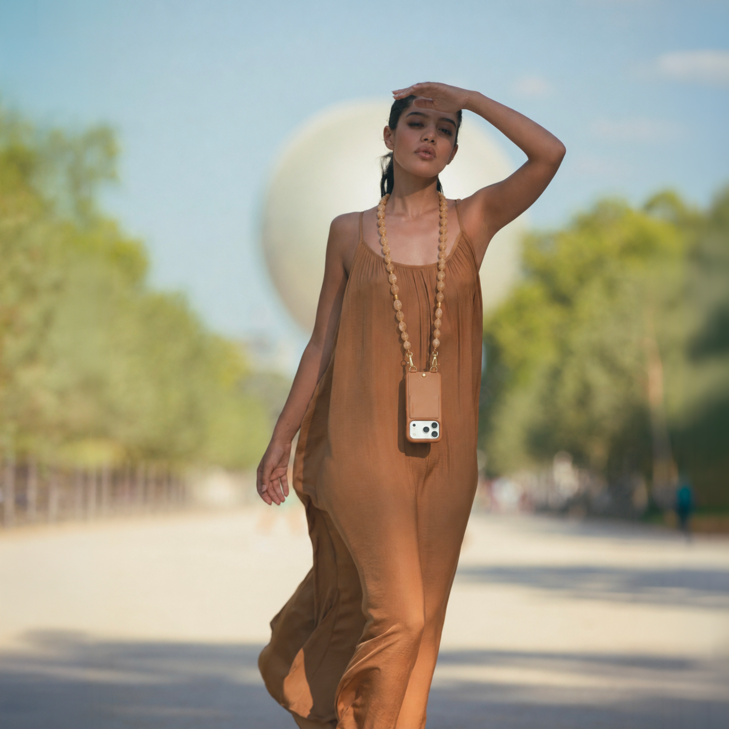 Leather iPhone Case with wallet and loops LOU - Camel