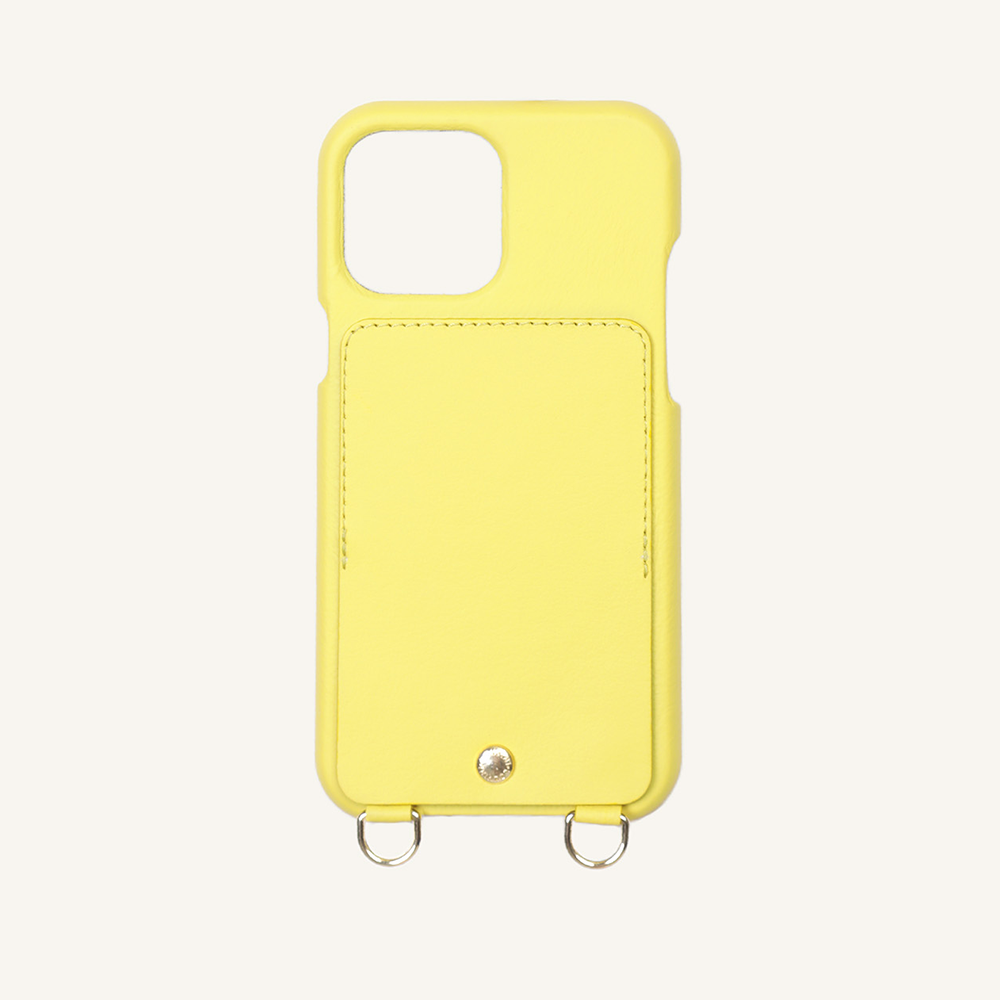 LEATHER IPHONE CASE WITH WALLET AND LOOPS LOU - YELLOW