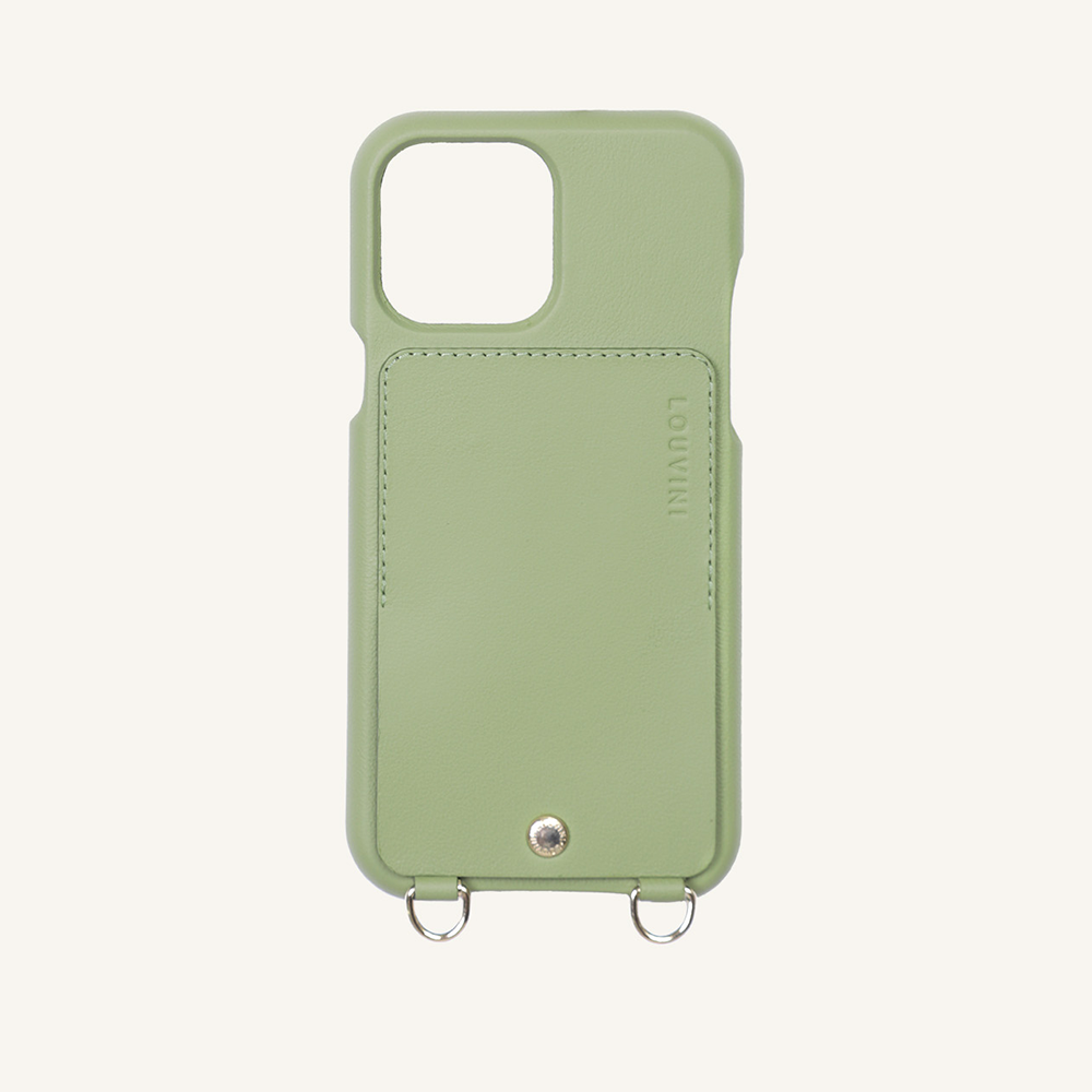 LEATHER IPHONE CASE WITH WALLET AND LOOPS LOU - KHAKI